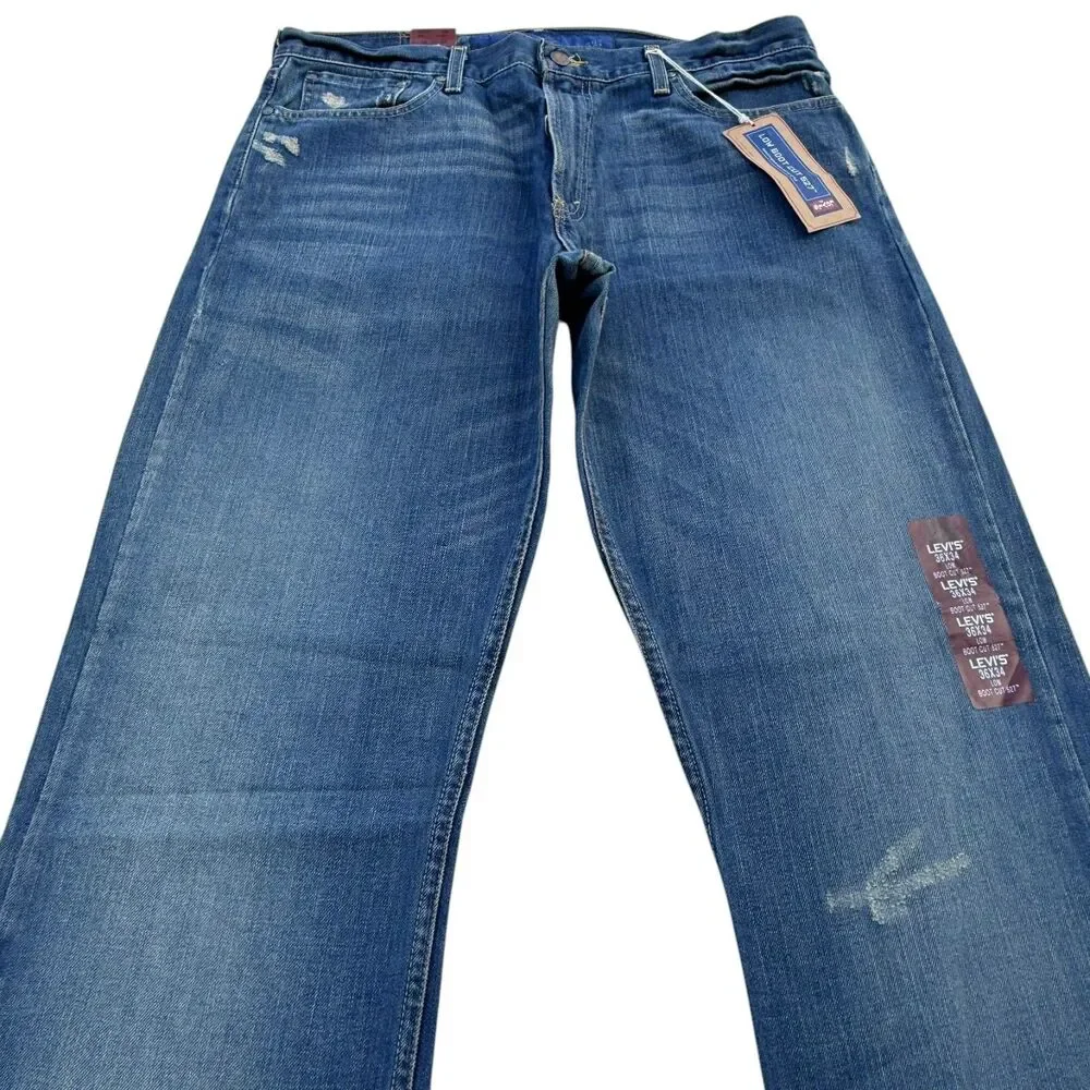Vintage Y2K Levi’s 527 Jeans Mens 36x34 NWT Low Boot Cut Distressed Denim Baggy